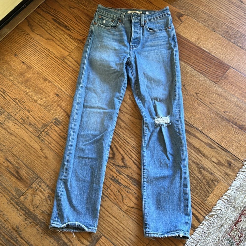 Levi’s Wedgie Straight Button Fly Classic Blue Mom Jeans Size 24 - Picture 6 of 14